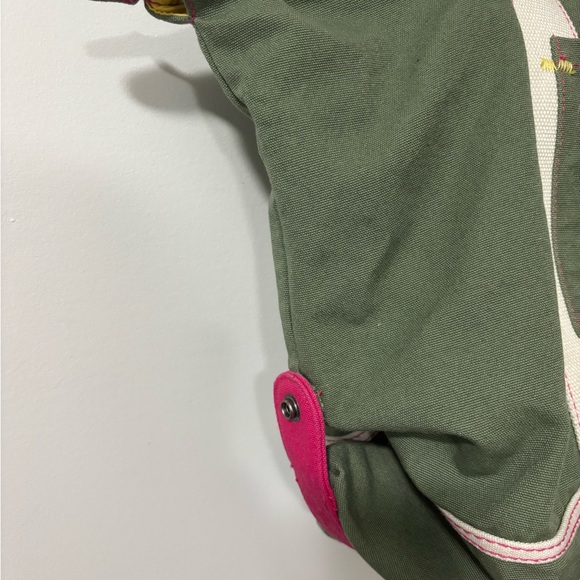 560A. American Eagle Outfitters Olive and Cream Canvas 3 way tote - Picture 5 of 10